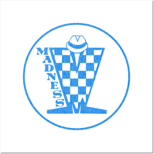 Madness Vintage Plastisol Texture Checkerboard Blue Posters and Art